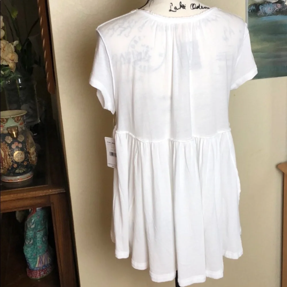 Free People White High-Low Tee - Picture 2 of 5